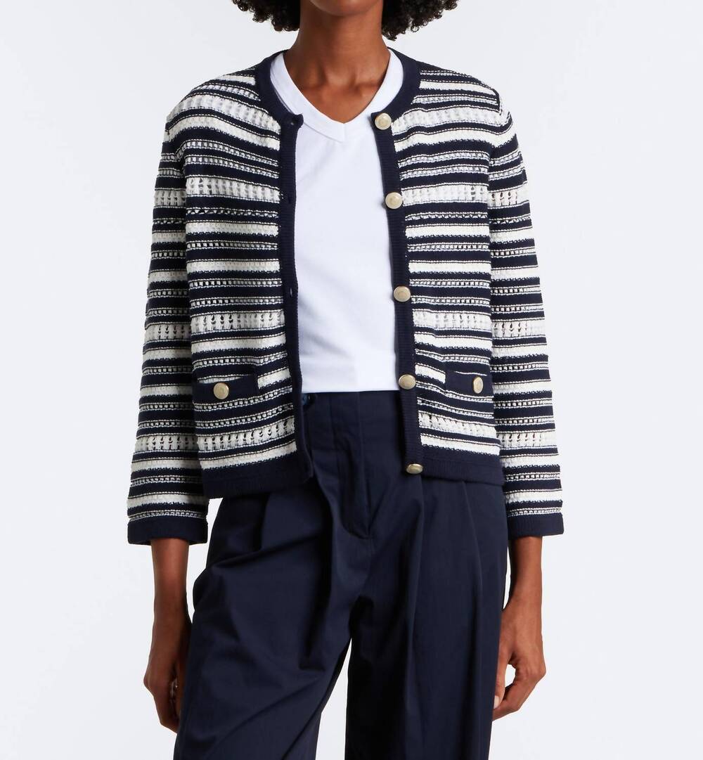 NEW VERONICA BEARD bellingham striped cardigan in blue